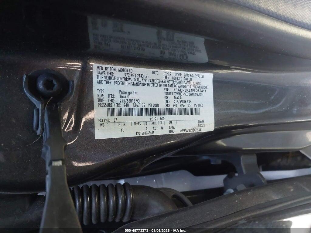 1FADP3K24FL252411 2015 FORD FOCUS photo no. 9