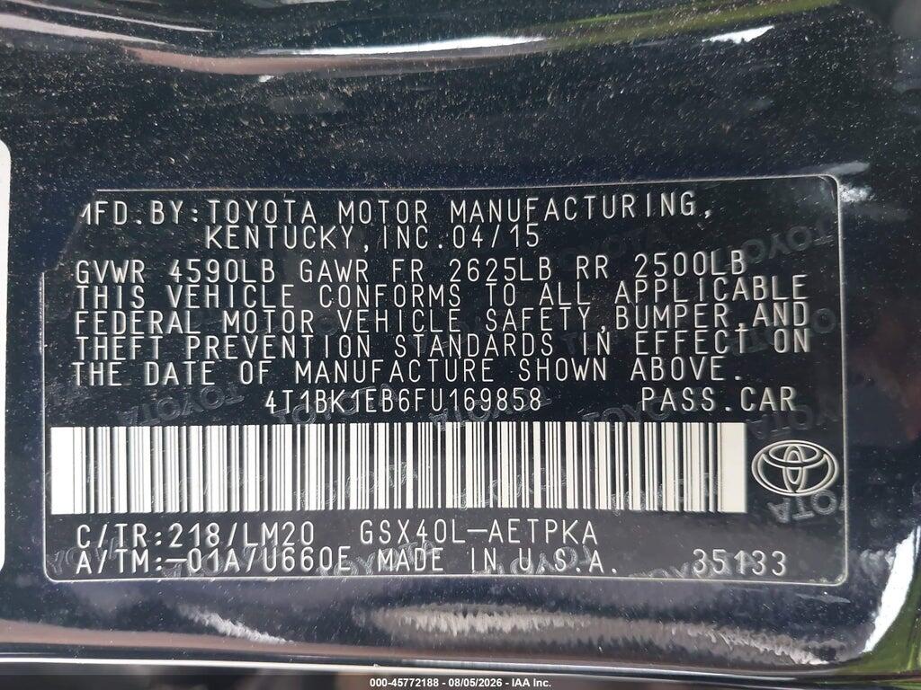 4T1BK1EB6FU169858 2015 TOYOTA AVALON photo no. 9