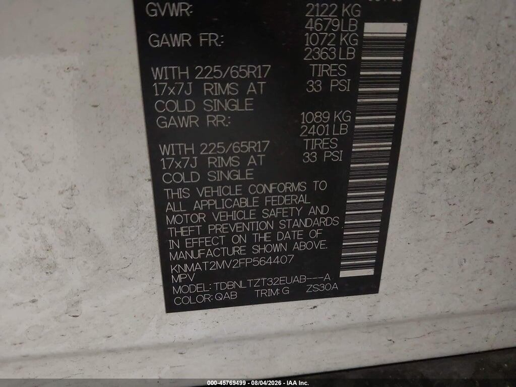 KNMAT2MV2FP564407 2015 NISSAN ROGUE photo no. 9