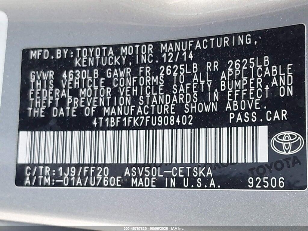 4T1BF1FK7FU908402 2015 TOYOTA CAMRY photo no. 9