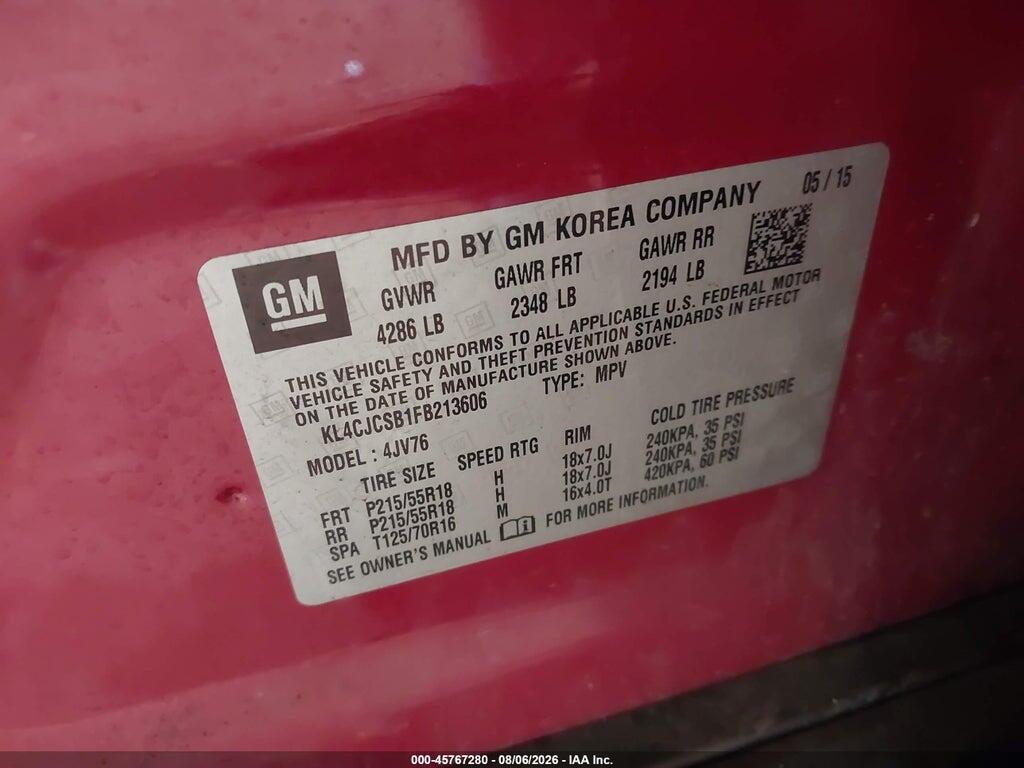 KL4CJCSB1FB213606 2015 BUICK ENCORE photo no. 9