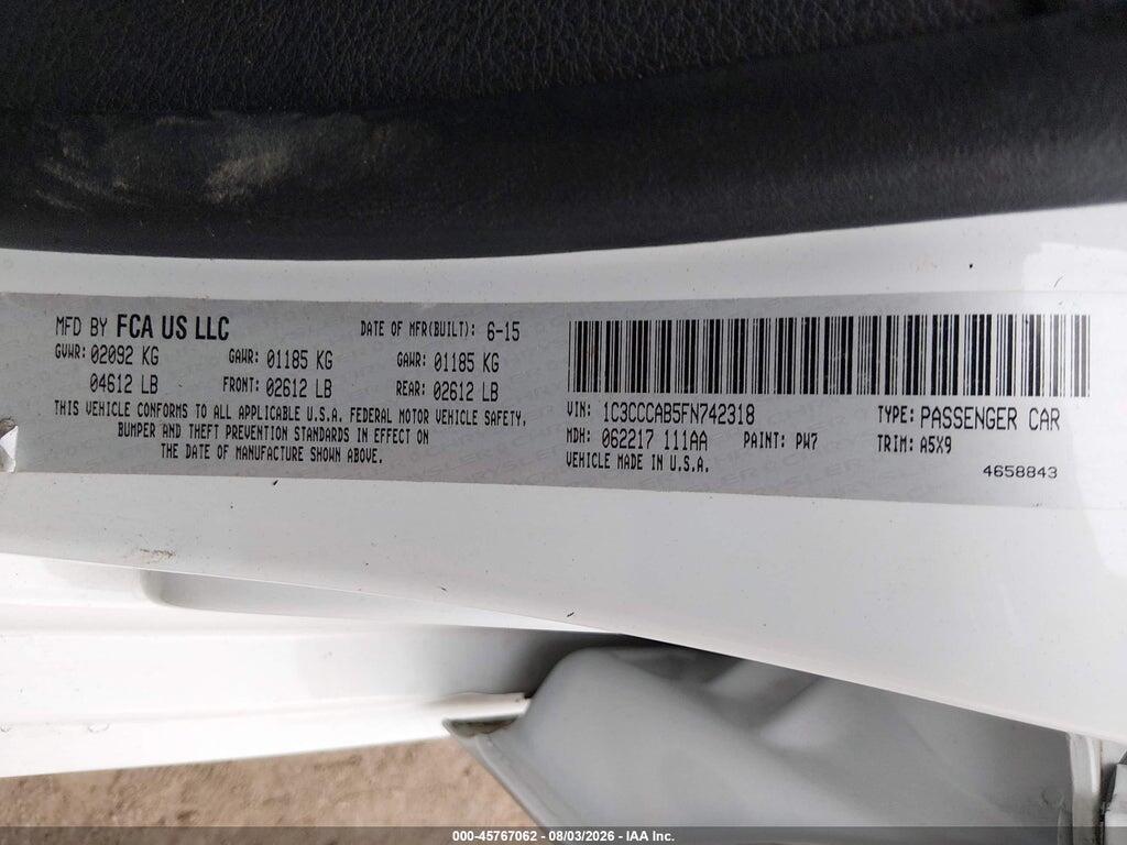 1C3CCCAB5FN742318 2015 CHRYSLER 200 photo no. 9