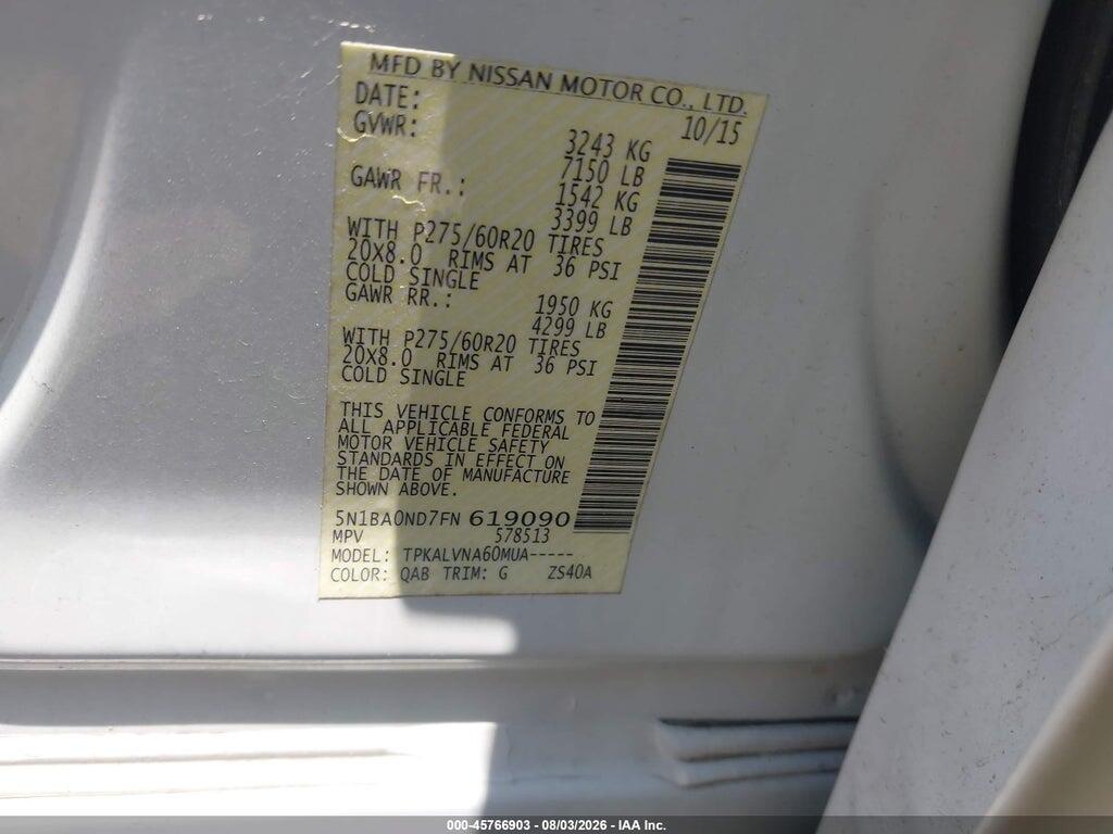 5N1BA0ND7FN619090 2015 NISSAN ARMADA photo no. 9