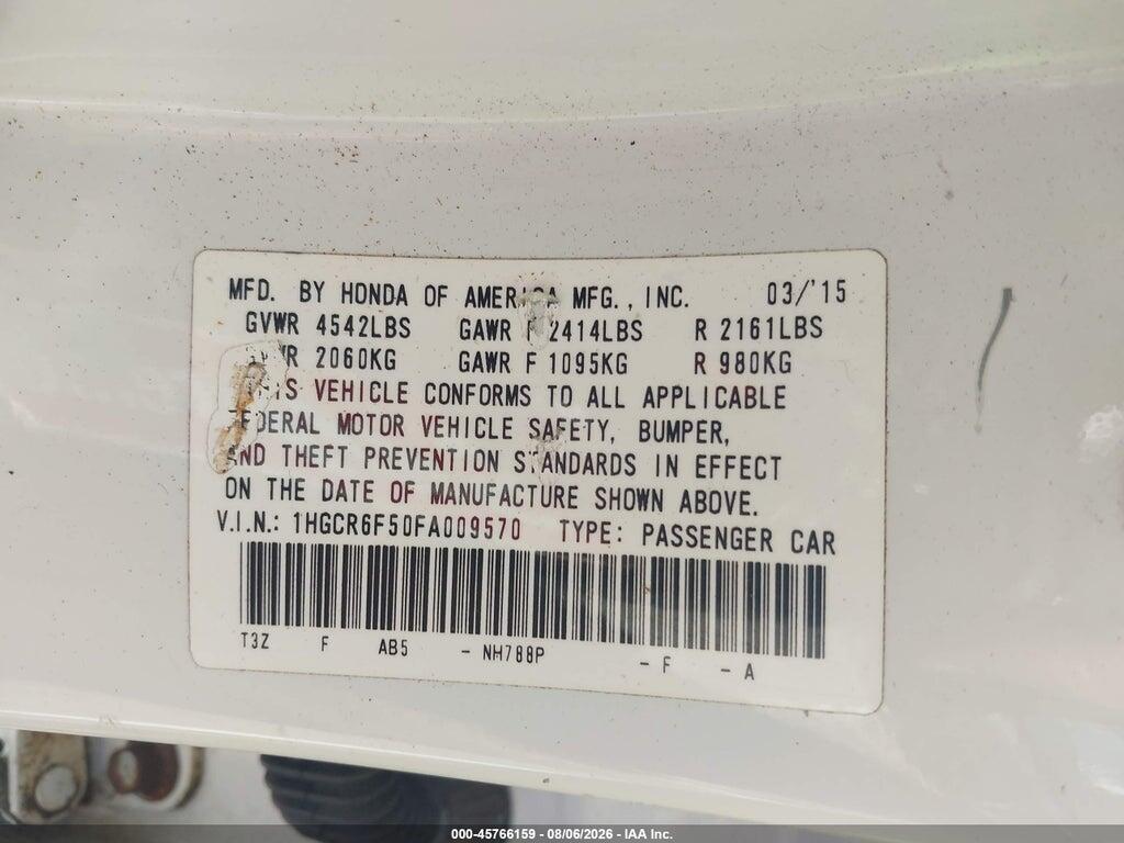 1HGCR6F50FA009570 2015 HONDA ACCORD HYBRID photo no. 9