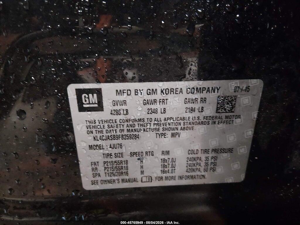 KL4CJASB9FB259284 2015 BUICK ENCORE photo no. 9