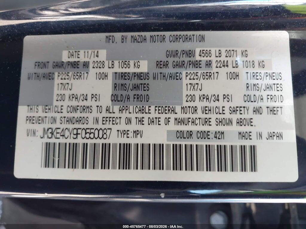 JM3KE4CY9F0550087 2015 MAZDA CX-5 photo no. 9