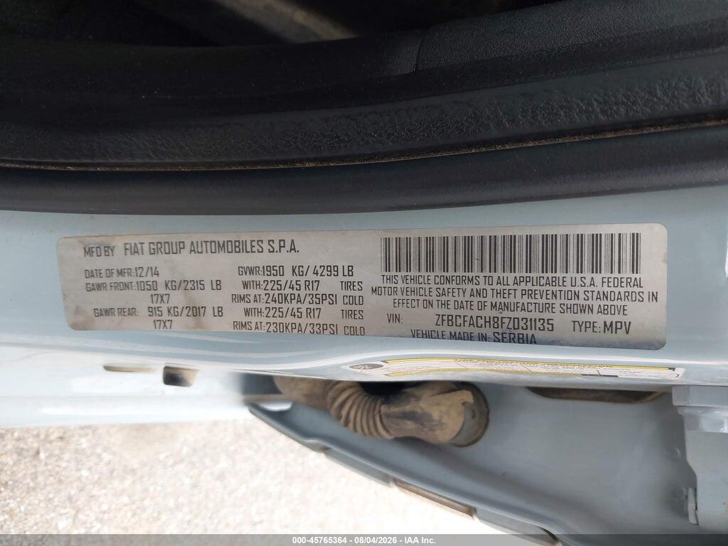 ZFBCFACH8FZ031135 2015 FIAT 500L photo no. 9