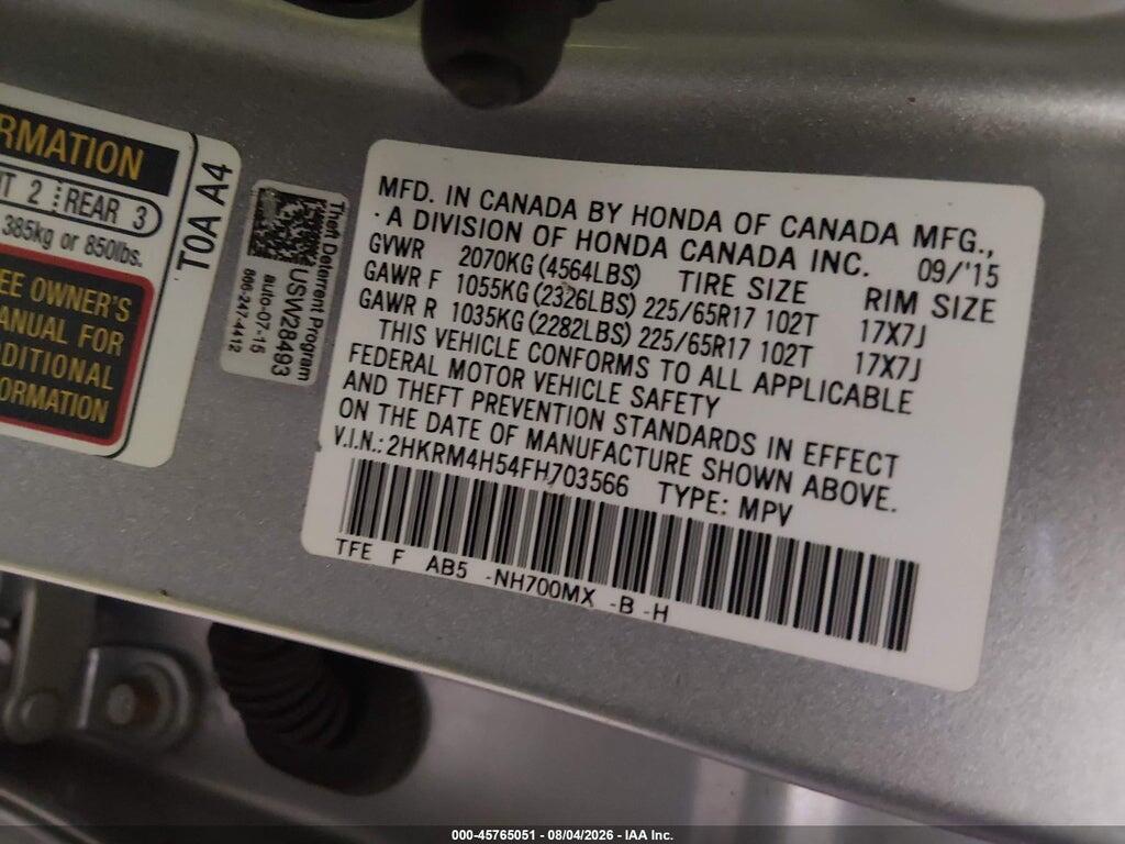 2HKRM4H54FH703566 2015 HONDA CR-V photo no. 9
