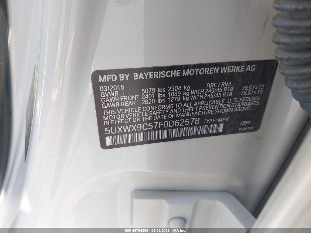 5UXWX9C57F0D62578 2015 BMW X3 photo no. 9