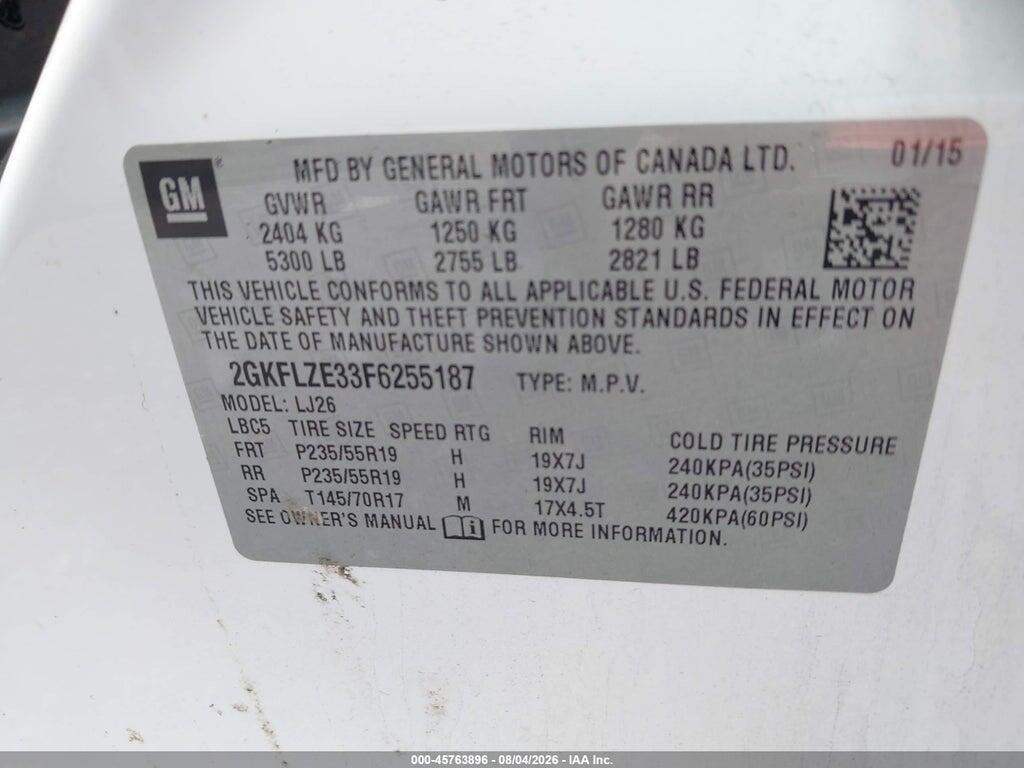 2GKFLZE33F6255187 2015 GMC TERRAIN photo no. 9