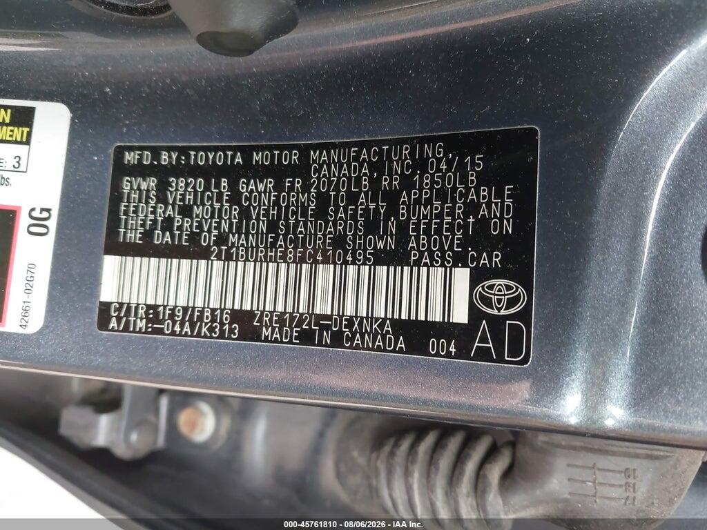 2T1BURHE8FC410495 2015 TOYOTA COROLLA photo no. 8