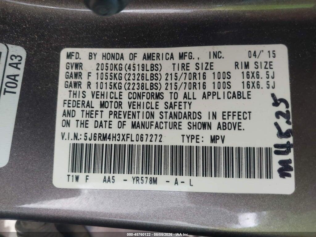 5J6RM4H3XFL067272 2015 HONDA CR-V photo no. 9