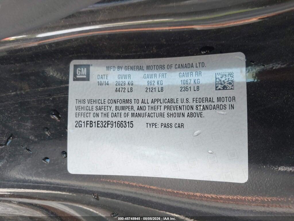 2G1FB1E32F9166315 2015 CHEVROLET CAMARO photo no. 9