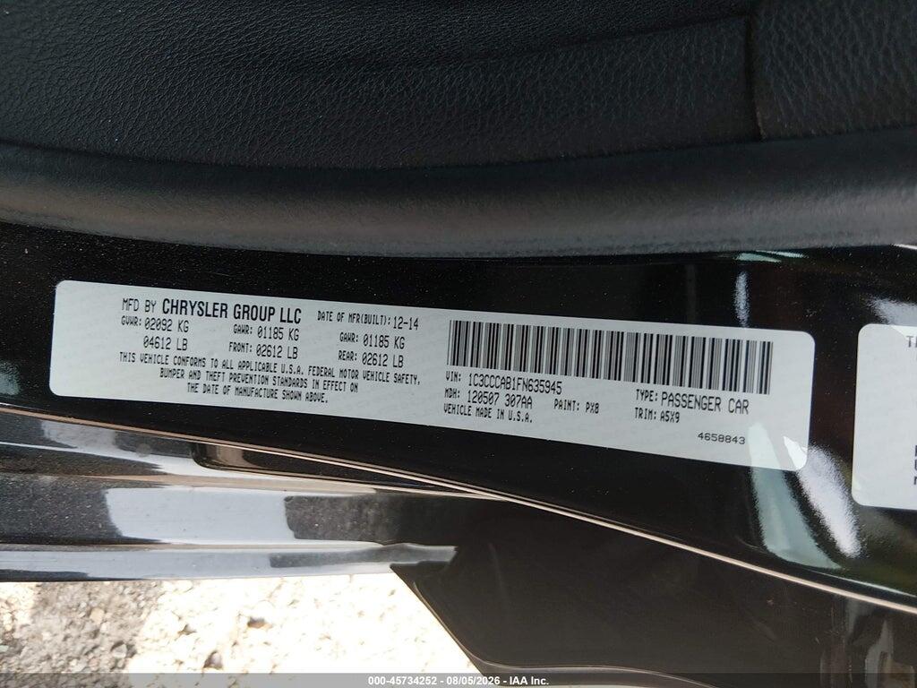 1C3CCCAB1FN635945 2015 CHRYSLER 200 photo no. 9