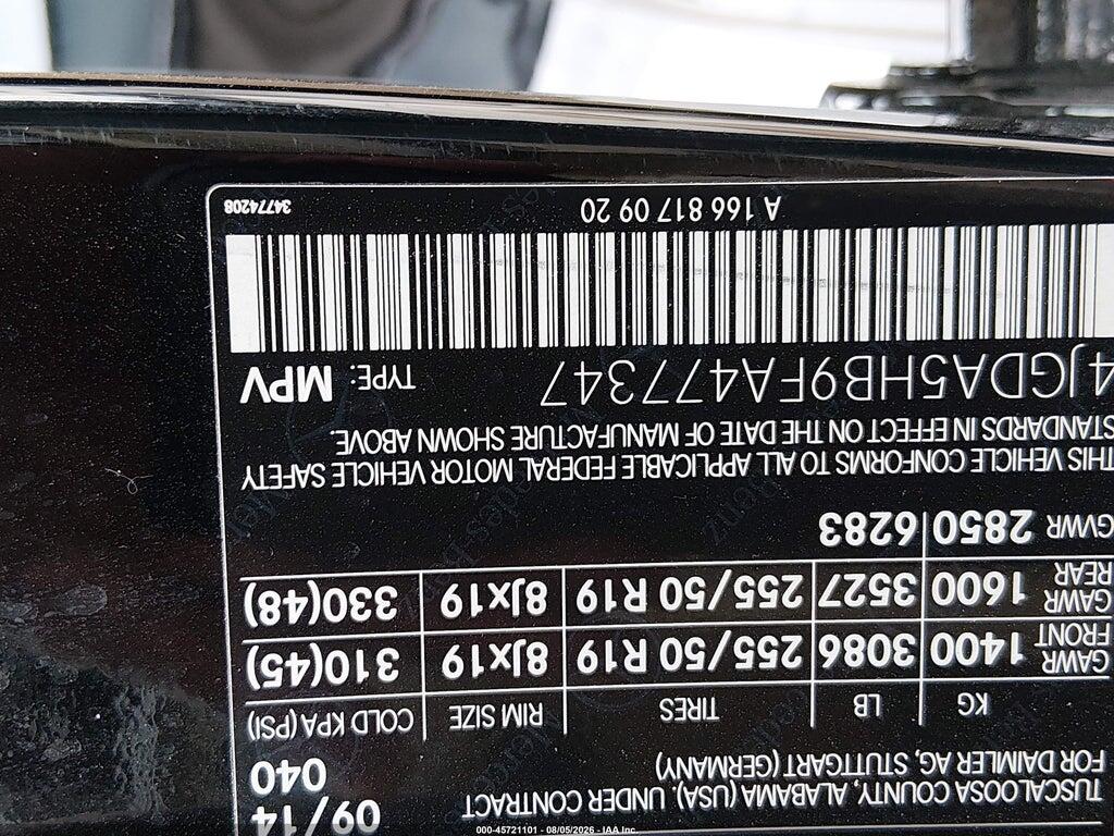 4JGDA5HB9FA477347 2015 MERCEDES-BENZ ML 350 photo no. 9