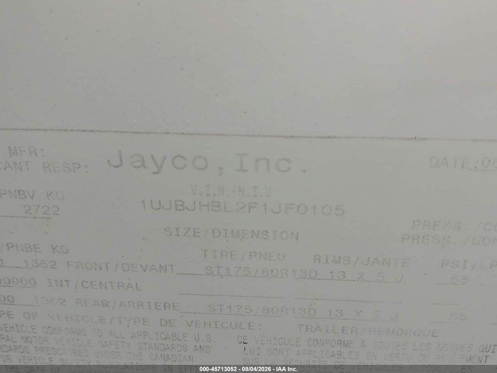 1UJBJHBL2F1JF0105 2015 JAYCO JAY FEATHER photo no. 9
