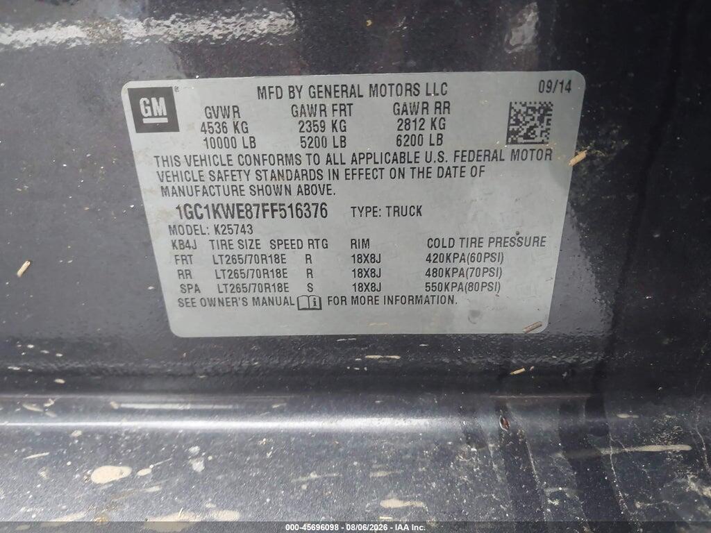 1GC1KWE87FF516376 2015 CHEVROLET SILVERADO 2500HD BUILT AFTER AUG 14 photo no. 9