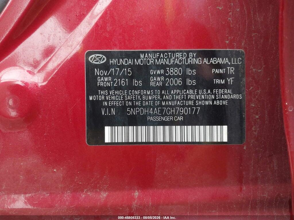5NPDH4AE7GH790177 2016 HYUNDAI ELANTRA photo no. 9