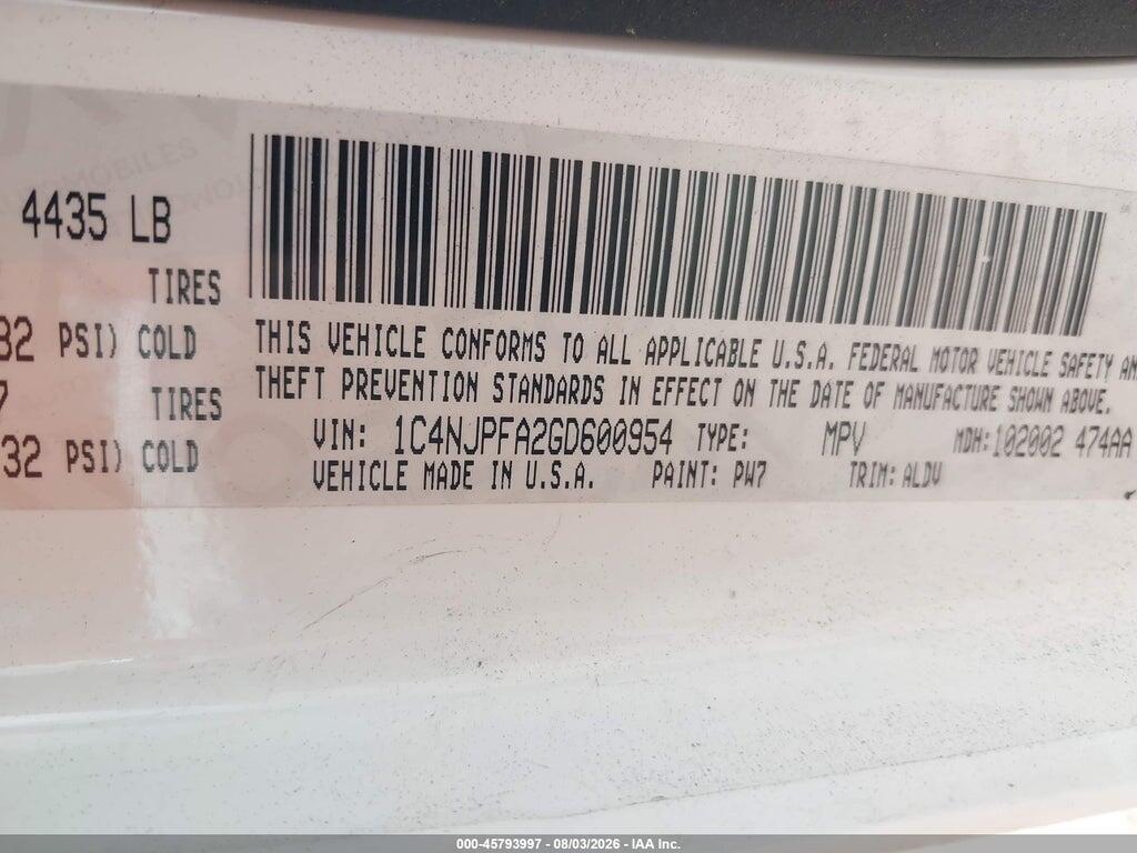 1C4NJPFA2GD600954 2016 JEEP PATRIOT photo no. 9