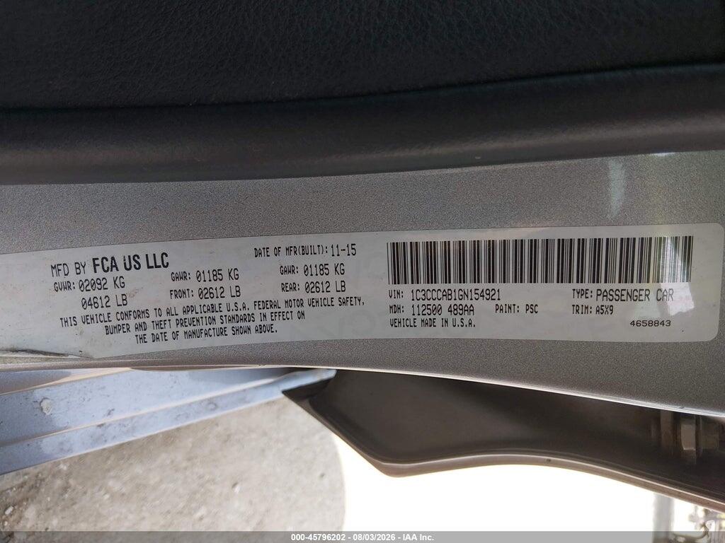 1C3CCCAB1GN154921 2016 CHRYSLER 200 photo no. 9