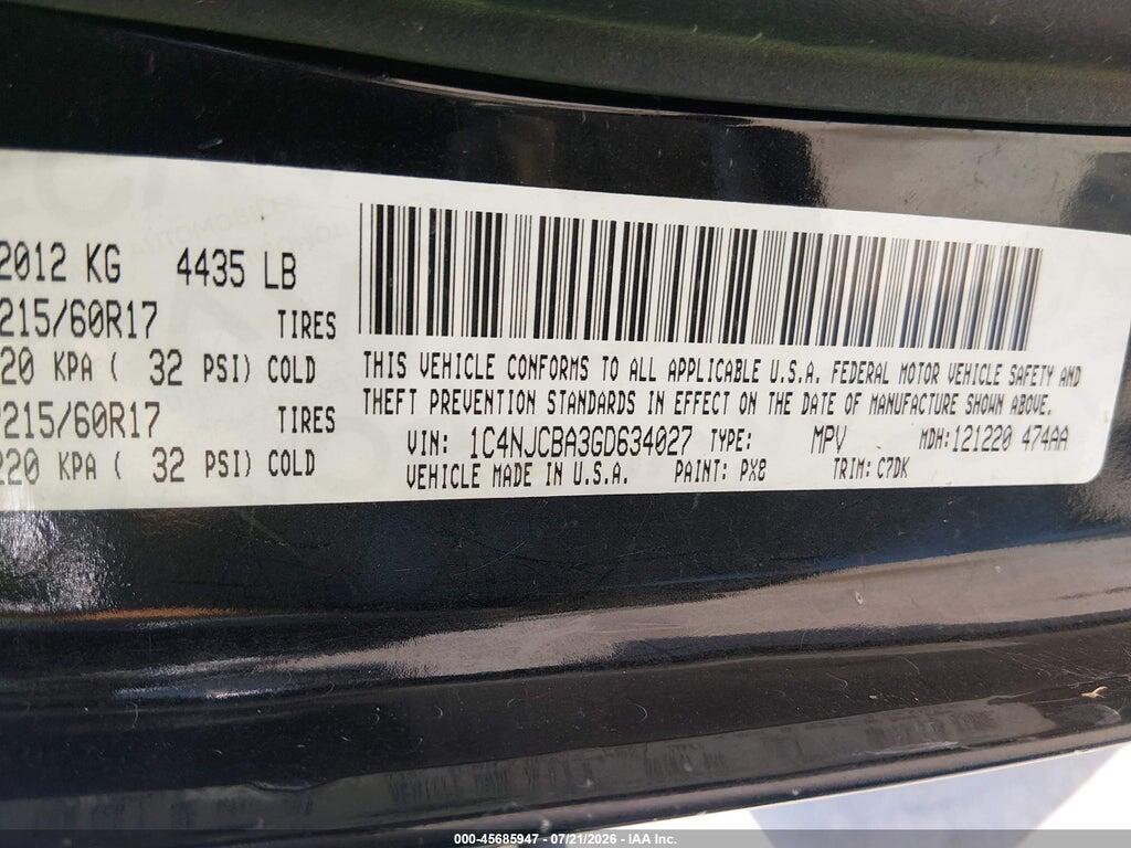 1C4NJCBA3GD634027 2016 JEEP COMPASS photo no. 9