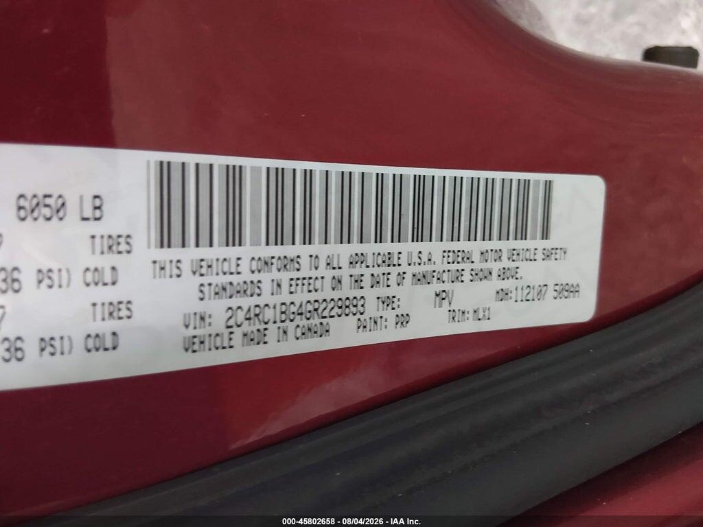 2C4RC1BG4GR229893 2016 CHRYSLER TOWN & COUNTRY photo no. 9