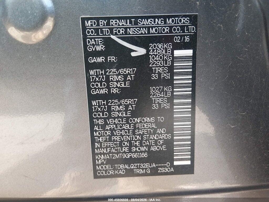 KNMAT2MT9GP661166 2016 NISSAN ROGUE photo no. 9