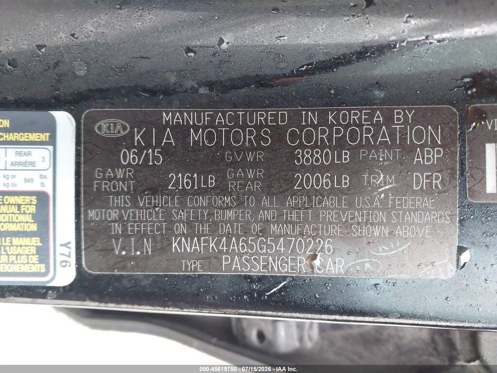 KNAFK4A65G5470226 2016 KIA FORTE photo no. 9