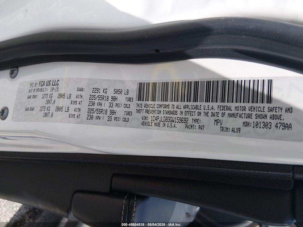 1C4PJLDB3GW159692 2016 JEEP CHEROKEE photo no. 9