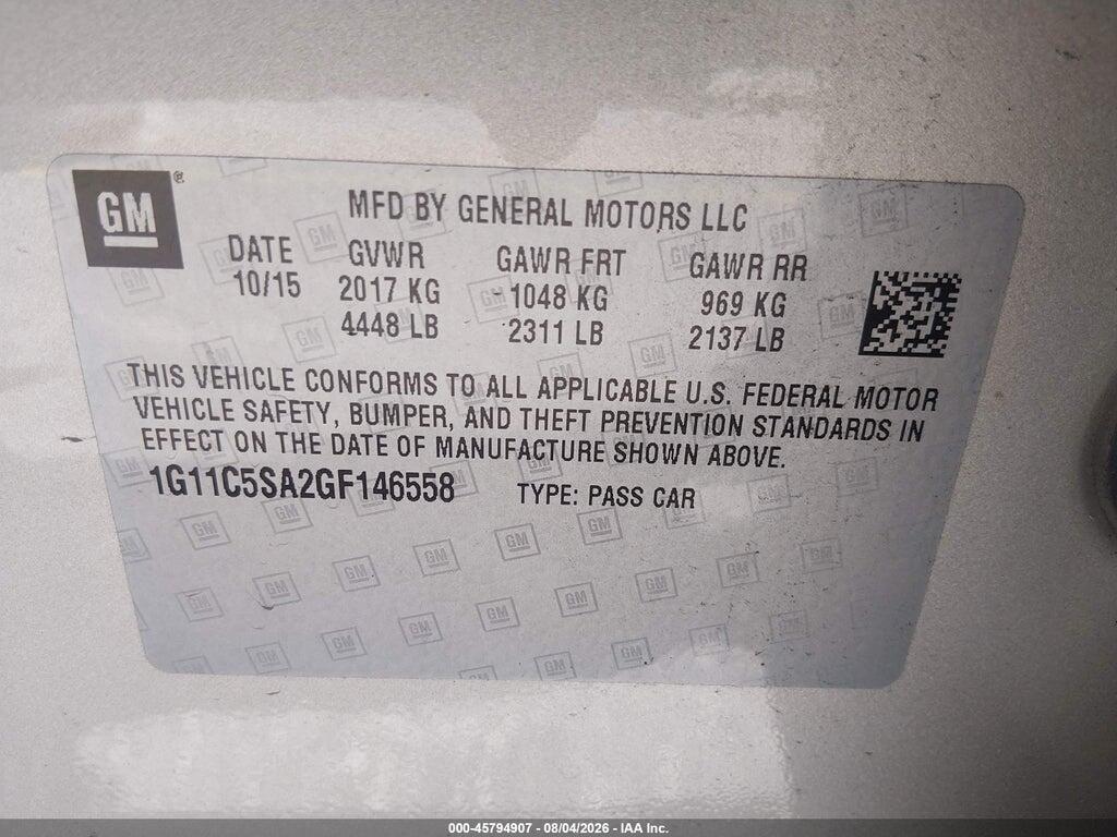 1G11C5SA2GF146558 2016 CHEVROLET MALIBU LIMITED photo no. 9