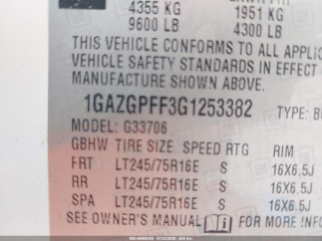 1GAZGPFF3G1253382 2016 CHEVROLET EXPRESS 3500 photo no. 9
