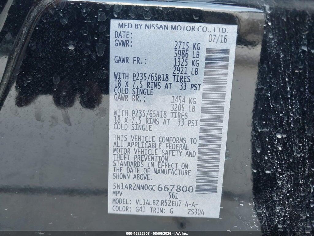 5N1AR2MN0GC667800 2016 NISSAN PATHFINDER photo no. 9