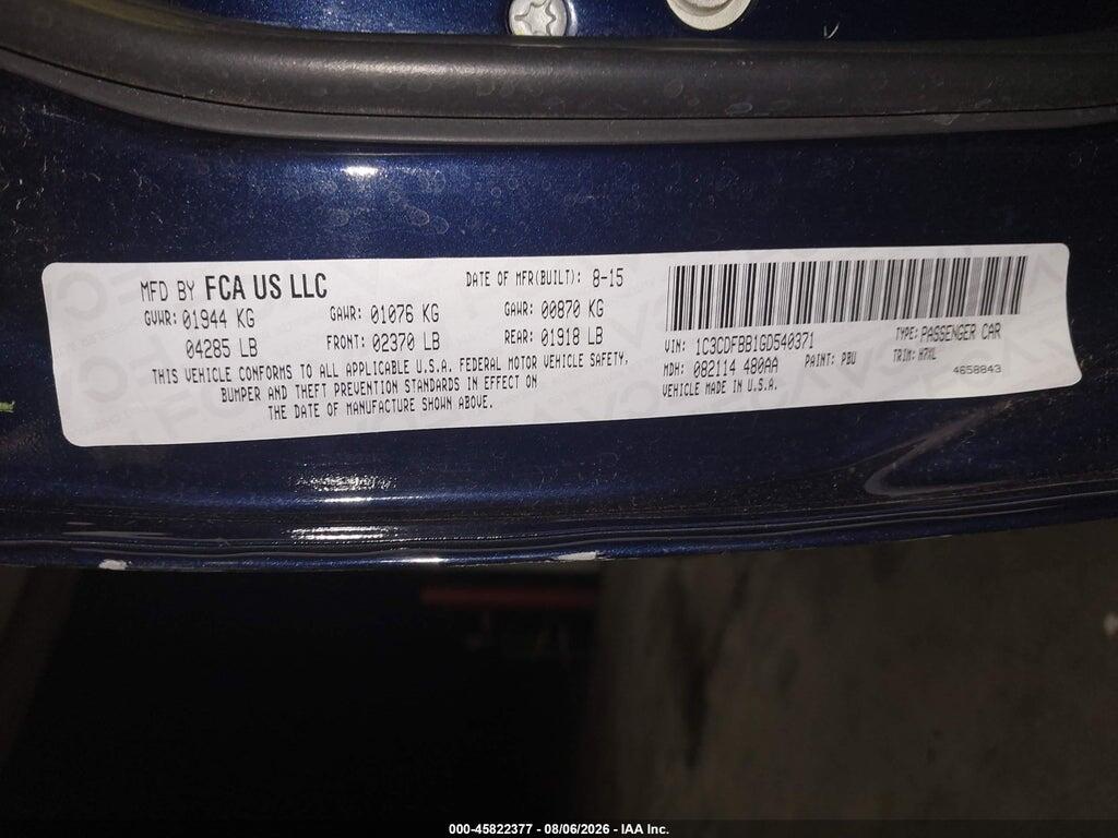 1C3CDFBB1GD540371 2016 DODGE DART photo no. 9