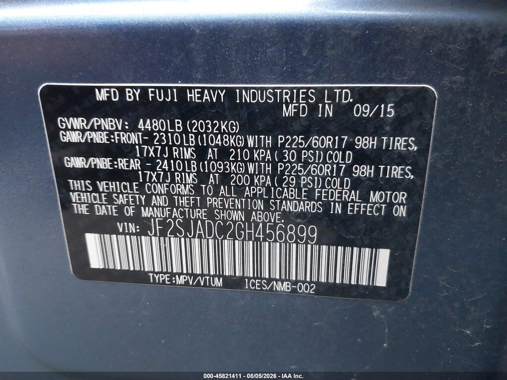 JF2SJADC2GH456899 2016 SUBARU FORESTER photo no. 9