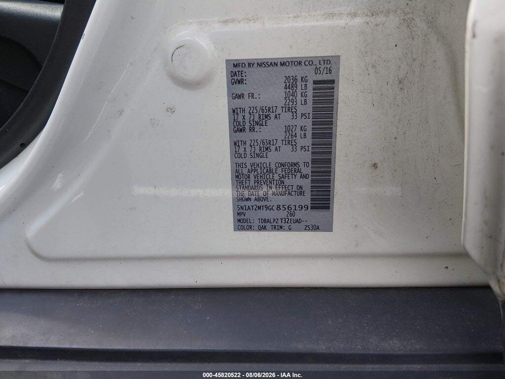 5N1AT2MT9GC856199 2016 NISSAN ROGUE photo no. 9