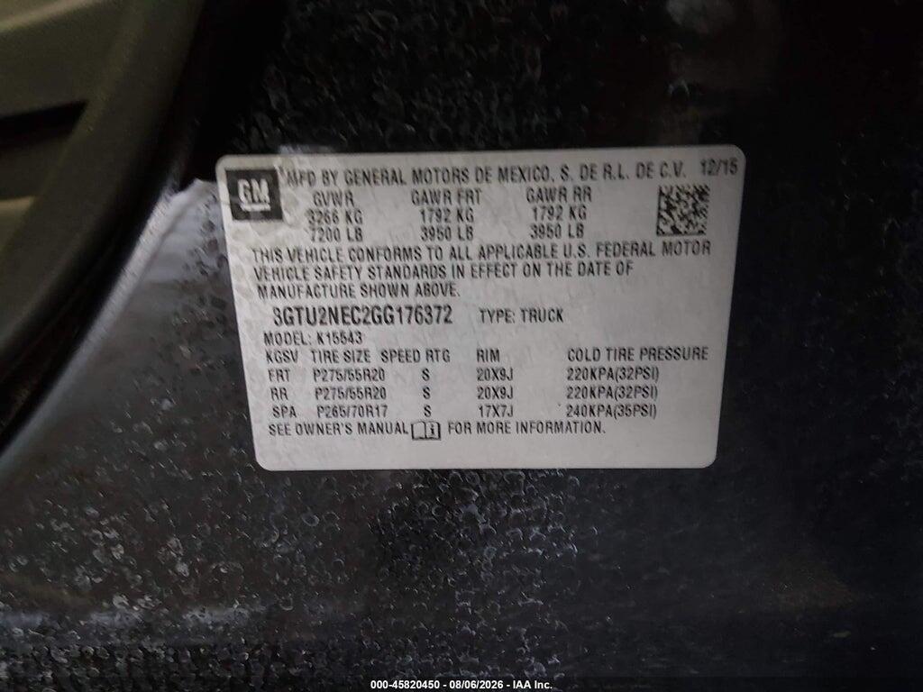 3GTU2NEC2GG176372 2016 GMC SIERRA 1500 photo no. 9