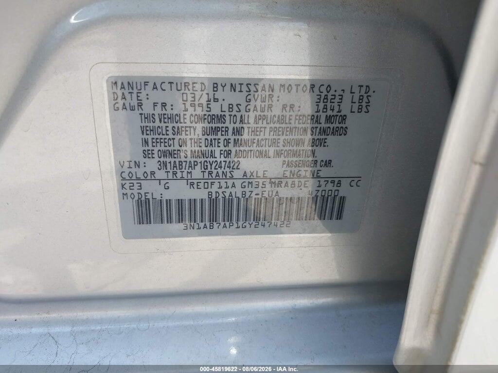 3N1AB7AP1GY247422 2016 NISSAN SENTRA photo no. 9