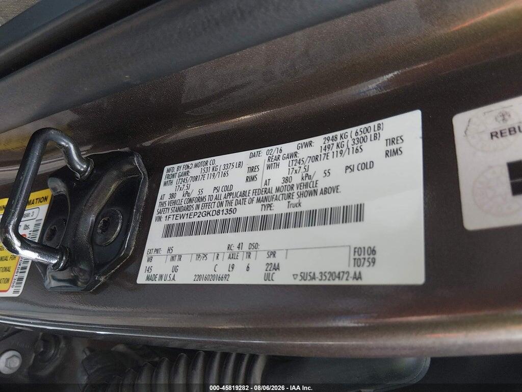 1FTEW1EP2GKD81350 2016 FORD F-150 photo no. 9