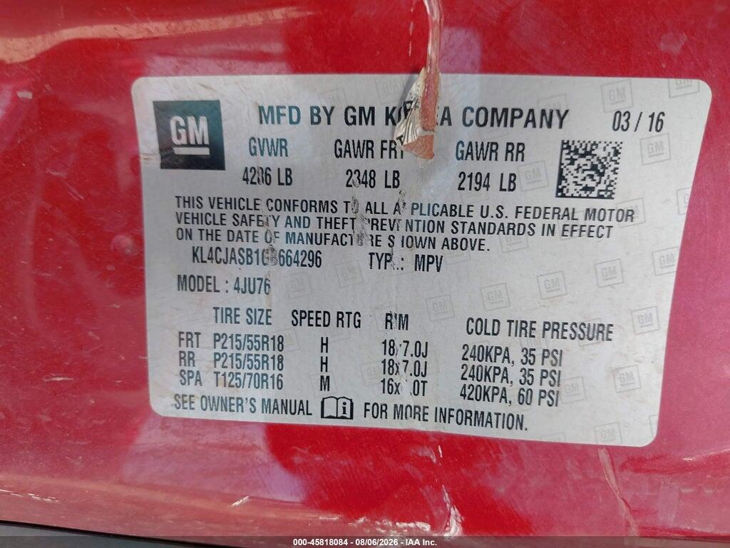 KL4CJASB1GB664296 2016 BUICK ENCORE photo no. 9