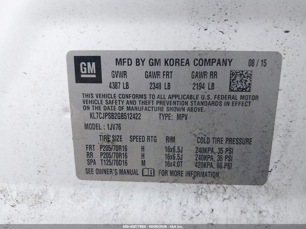 KL7CJPSB2GB512422 2016 CHEVROLET TRAX photo no. 9
