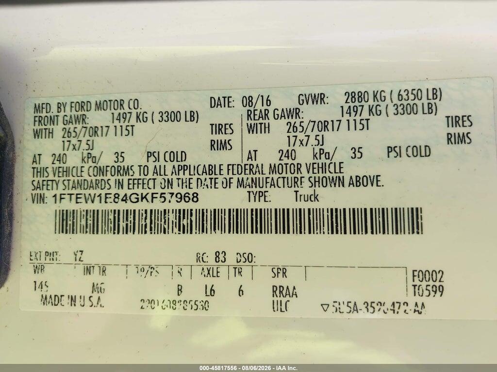 1FTEW1E84GKF57968 2016 FORD F-150 photo no. 9