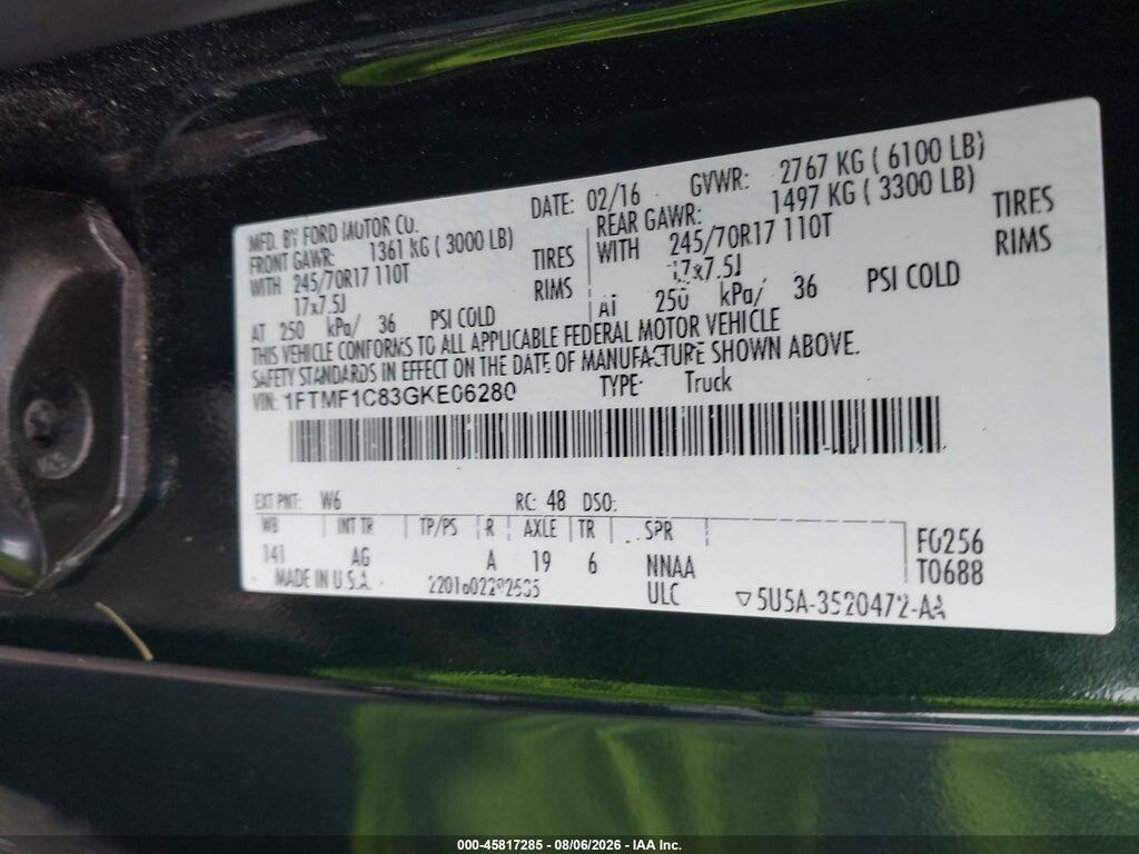 1FTMF1C83GKE06280 2016 FORD F-150 photo no. 9