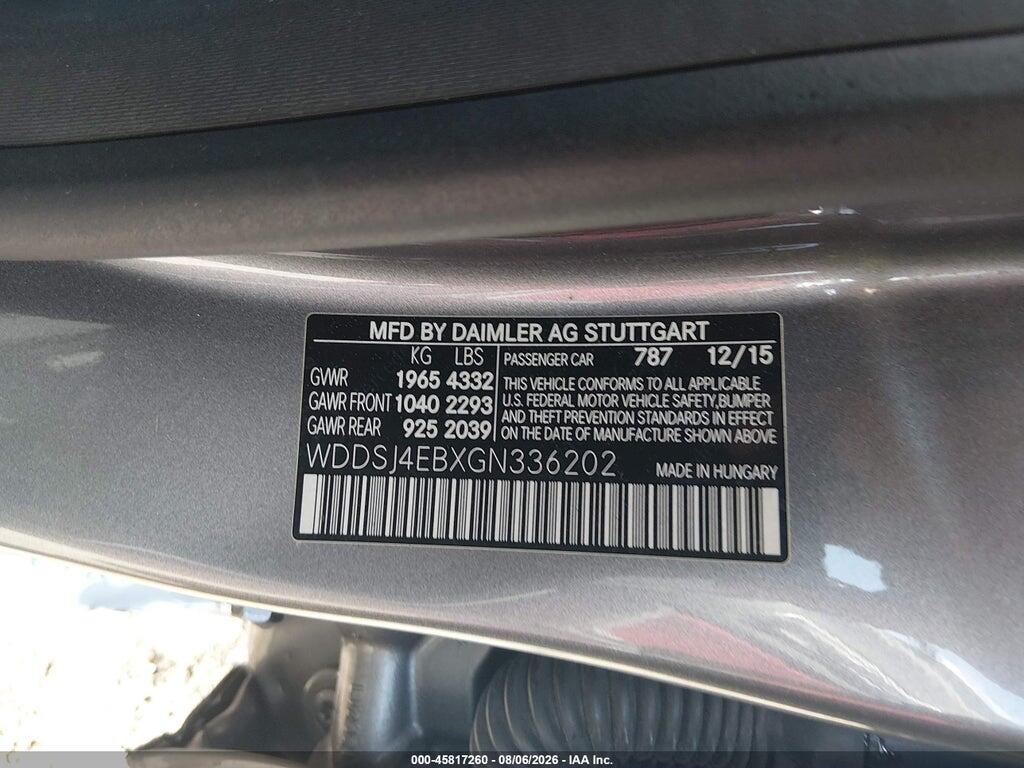 WDDSJ4EBXGN336202 2016 MERCEDES-BENZ CLA 250 photo no. 9