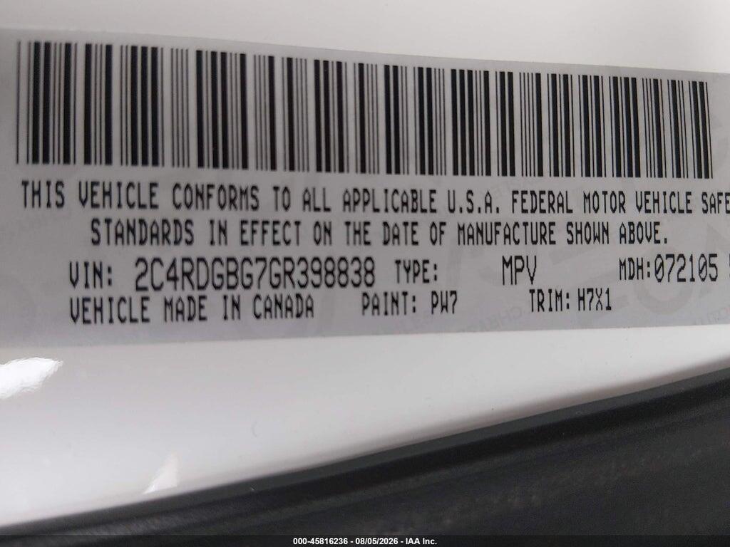2C4RDGBG7GR398838 2016 DODGE GRAND CARAVAN photo no. 9