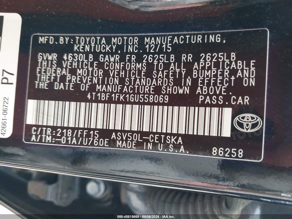 4T1BF1FK1GU558069 2016 TOYOTA CAMRY photo no. 9