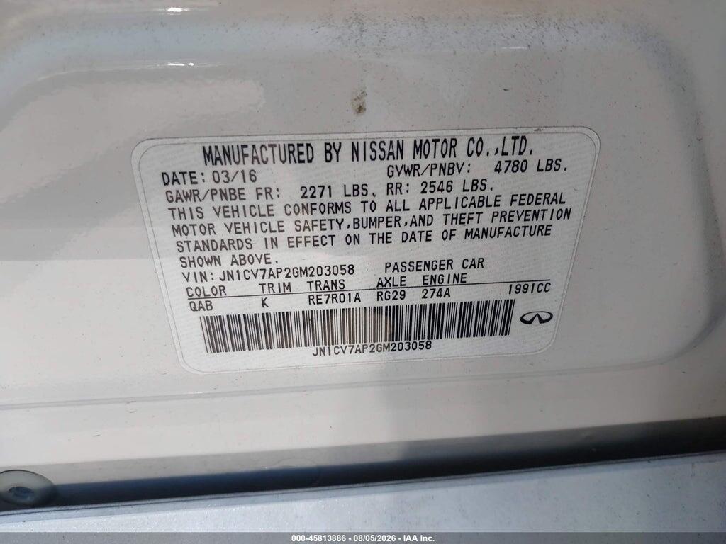 JN1CV7AP2GM203058 2016 INFINITI Q50 photo no. 9