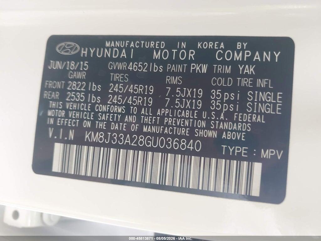 KM8J33A28GU036840 2016 HYUNDAI TUCSON photo no. 9