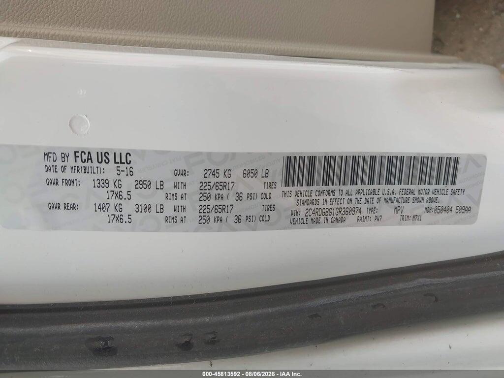 2C4RDGBG1GR360974 2016 DODGE GRAND CARAVAN photo no. 9