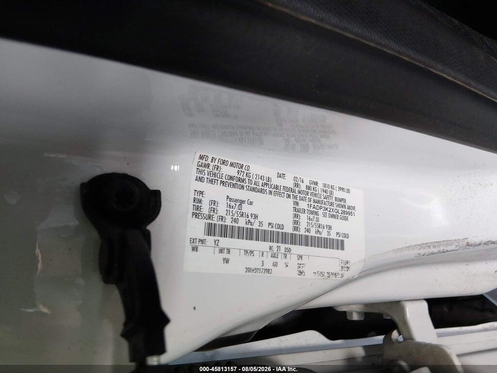 1FADP3K2XGL289951 2016 FORD FOCUS photo no. 9