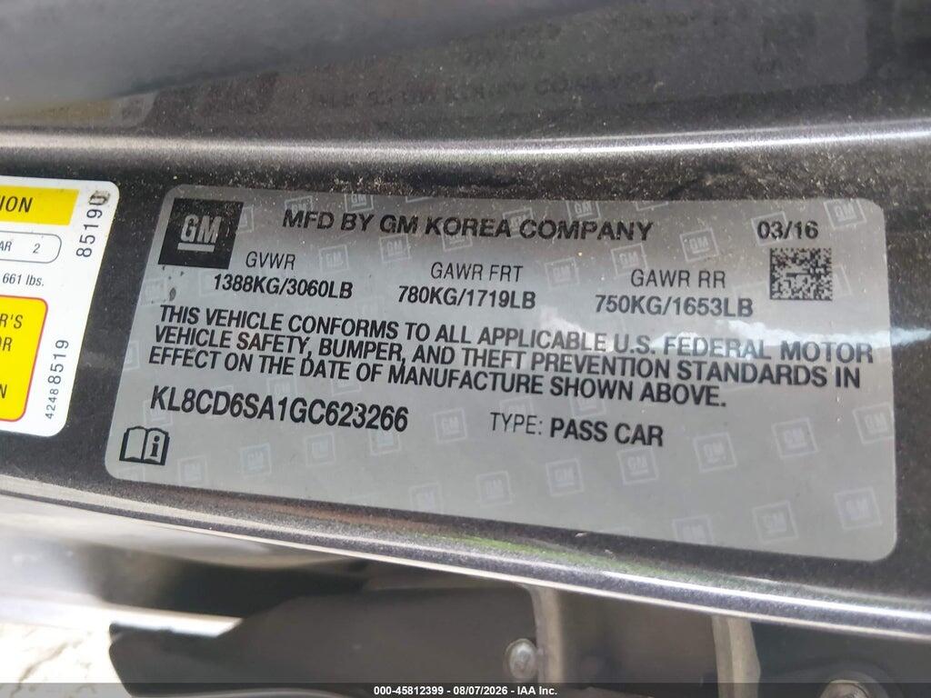 KL8CD6SA1GC623266 2016 CHEVROLET SPARK photo no. 9